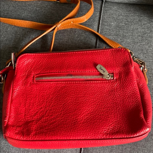 Valentina, leather Red and Cream Women's Crossbody Bags - Picture 3 of 13